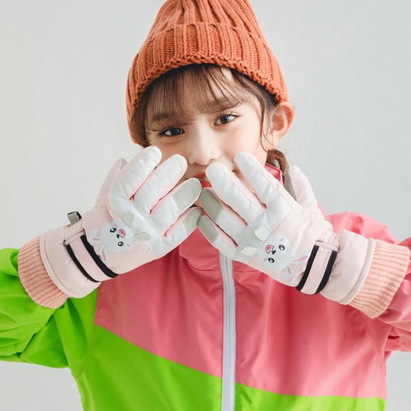 Süße Kinder Winter Mädchen Jungen Verdicken Winddicht Kinder Ski Handschuhe Schnee Sport Kind Fäustlinge für Snowboard 4-8Y_voghion.com
