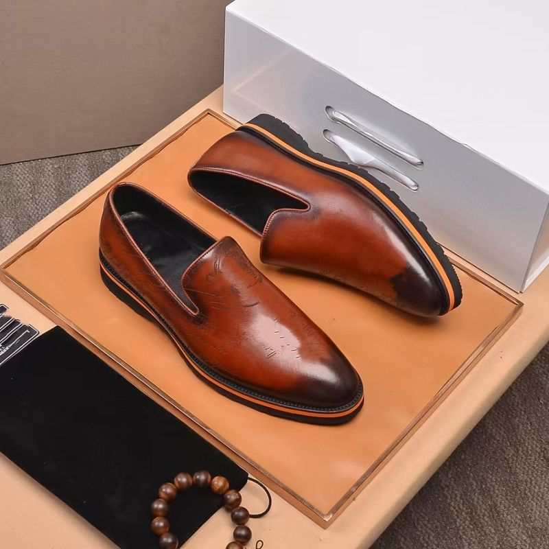 2025B New Men's Business Casual One Foot Leather Loafers, Shoe Covers, Lazy Shoes, Ut_voghion.com