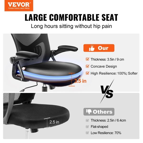 Office Chair With Adjustable Lumbar Support, High Back Ergonomic Desk Chair With Adjustable Headrest, Ergonomic Office Chair Backrest With 2D Armre_voghion.com