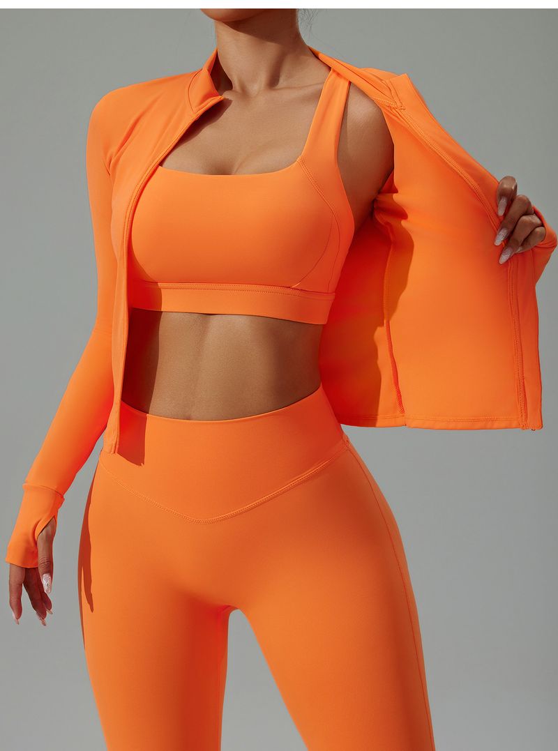 Îmbrăcăminte pentru femei, costum de yoga nou, strâmt, pentru femei, cardigan pentru alergare, îmbrăcăminte sport, cu uscare rapidă, Fiess, costum din trei piese_voghion.com