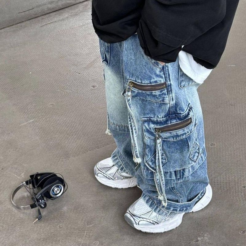 Calças jeans retas versáteis para meninos, design de roupas de trabalho coreanas para primavera de 2024, calças largas para crianças_voghion.com