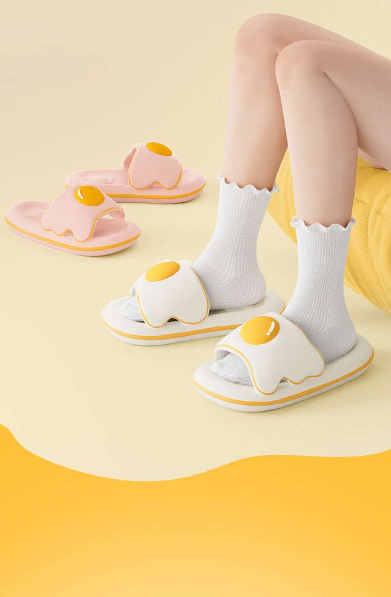 Nuove pantofole a forma di uovo da donna estive che calpestano la merda suola morbida fondo spesso 4 cm casa bagno coppia pantofole fresche da uomo_voghion.com