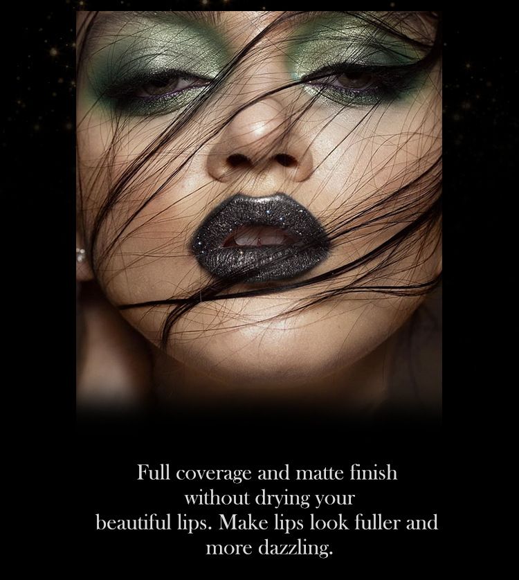 Batom Matte Antiaderente com Glitter Explosivo e Diamante, Maquiagem de Halloween com Vampiro Sombrio
_voghion.com