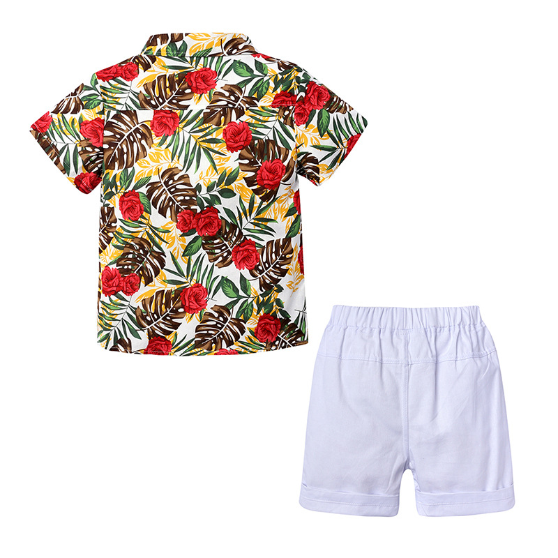 Mother&Kids Completo estivo per bambini Camicia a maniche corte stampata per ragazzi Set di due pezzi_voghion.com