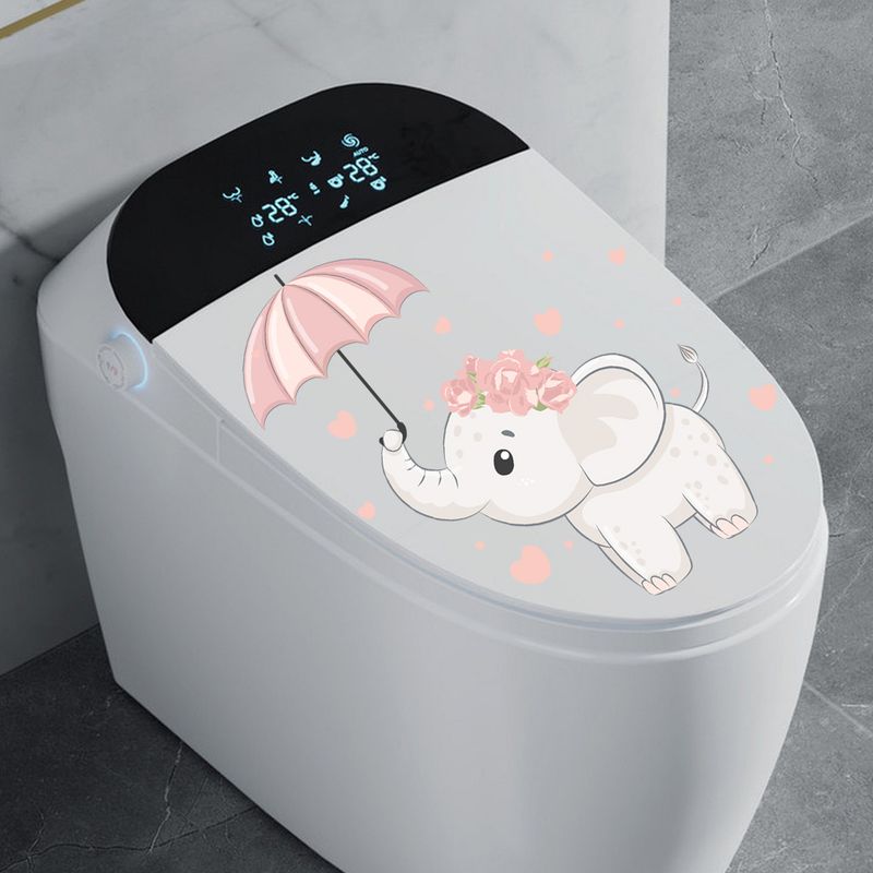 Pink Elephant Prinzessin Regenschirm N1038 DIY Matt PVC Dekorativ Toilette Sticker_voghion.com