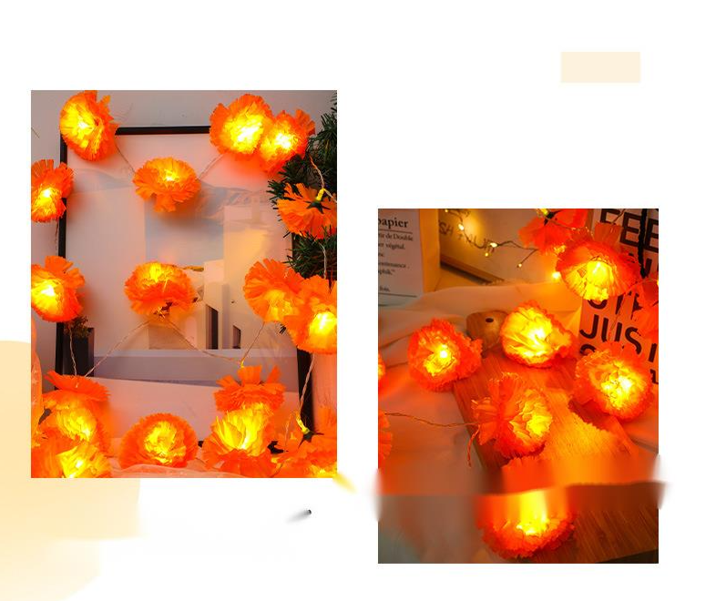 LED Dahlia Small Colorful String Flashing Starry Sky Christmas Halloween Solar Marigold Decorative Lights_voghion.com