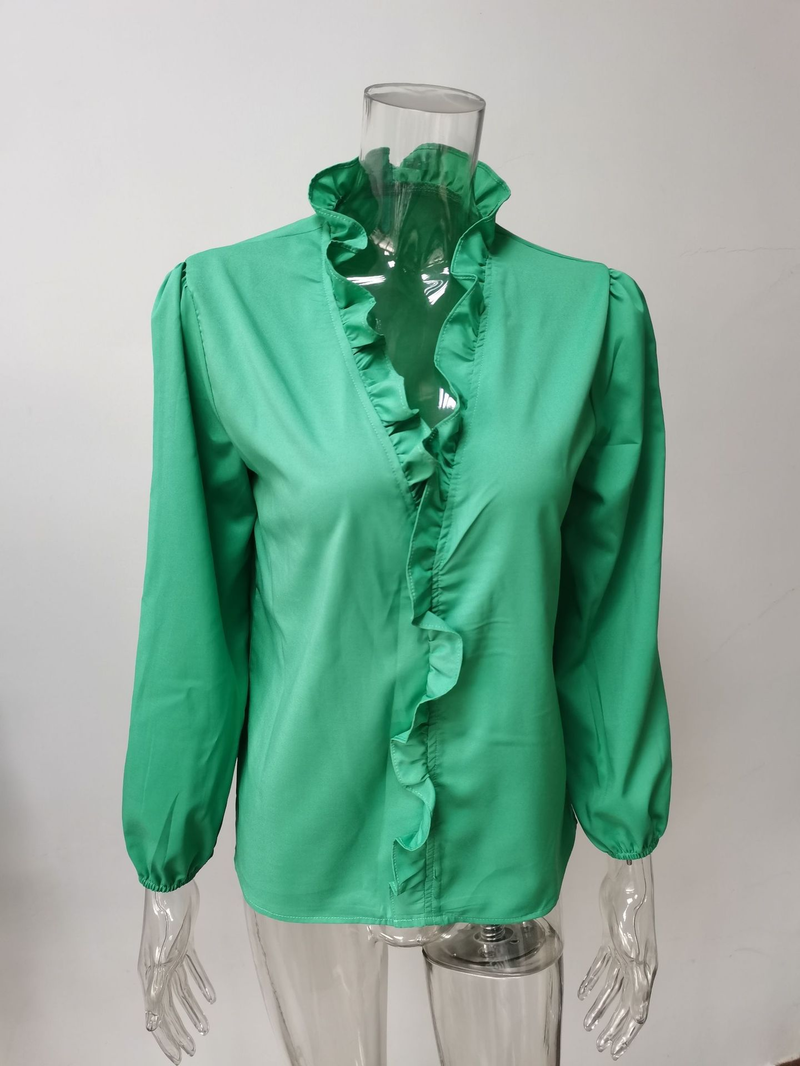 Camicetta da donna con volant a maniche lunghe_voghion.com