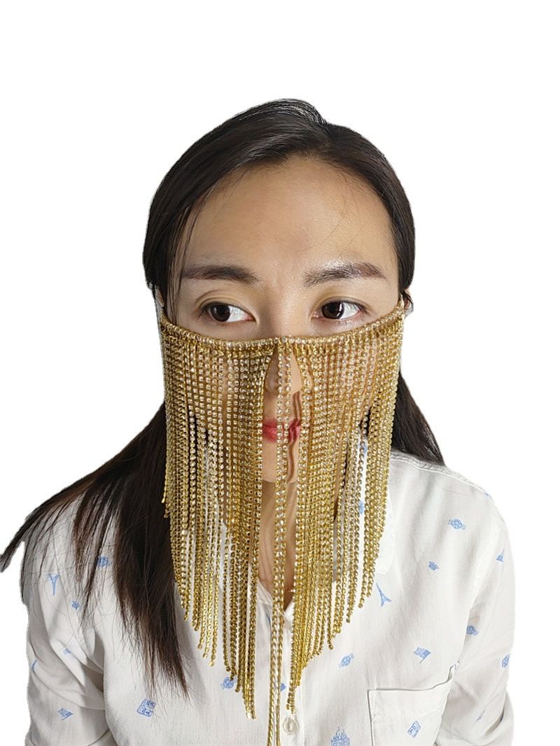 fb2242Mask Intellectual Elegant Graceful Dignified Beautiful Metal Tassel Chain Curtain Face Mask Accessories_voghion.com