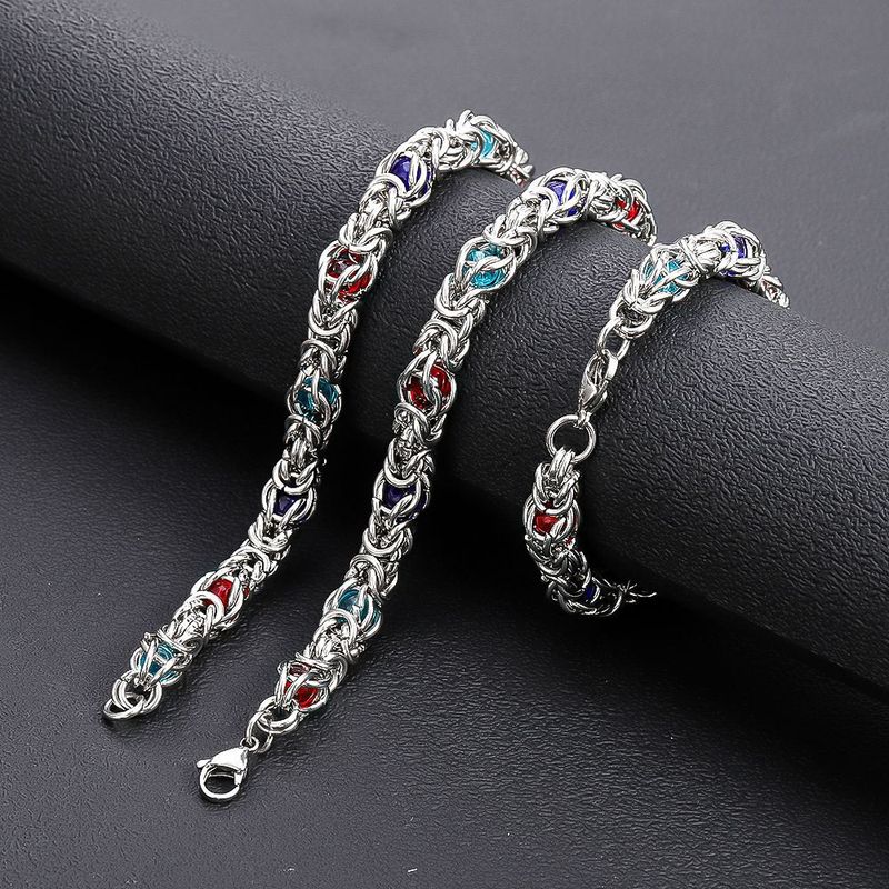 Edelstahlarmband mit Perlenclip im Hip-Hop-Design, lichtechter Schmuck, Handaccessoires für Herren aus Titanstahl_voghion.com