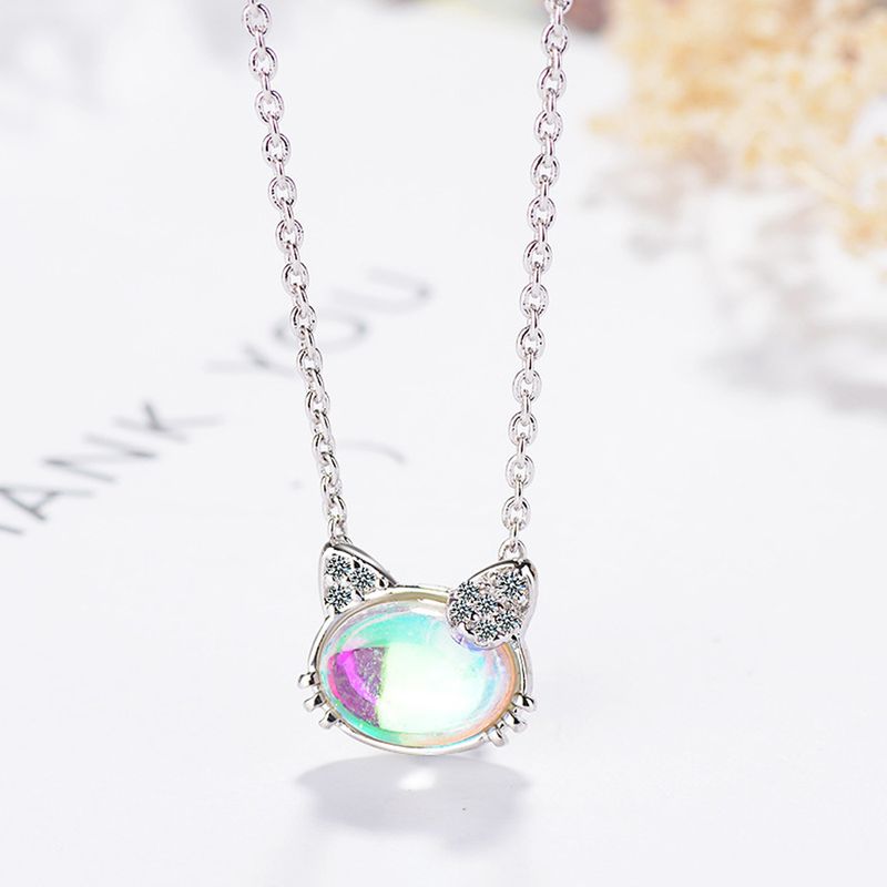 Collana di cristallo di gatto d'argento di moda per le donne Accessori di gioielli di qualità di moda GaaBou Jewellery_voghion.com