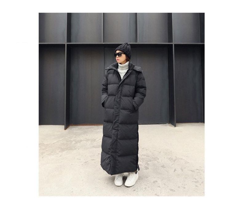 Women’s Extra-Long Korean-Style Puffer Coat – Ankle-Length Winter Jacket In Black (S-3XL), Bio-Down Filled, Oversized Fit_voghion.com