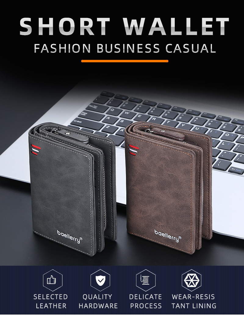 Portafoglio Cerniera Breve Multi-Card Slot Moda Mini portamonete verticale 【Baellerry】_voghion.com
