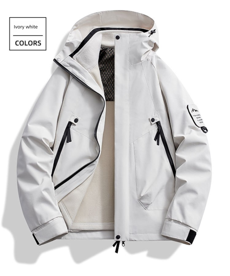2025 Model 3-in-1 Men's Outdoor Hiking Couple Style Detachable Waterproof Solid Color Mountain Series Jacket For Women_voghion.com