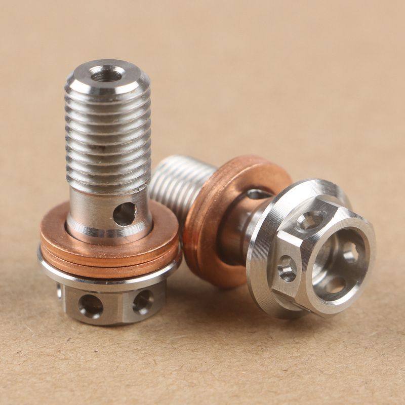Motorcycle Ti Titanium Banjo Bolt Oil Drain / Hollow Screw M10*1.25mm/1.0mm For Brake Hose Master Cyder Caliper_voghion.com