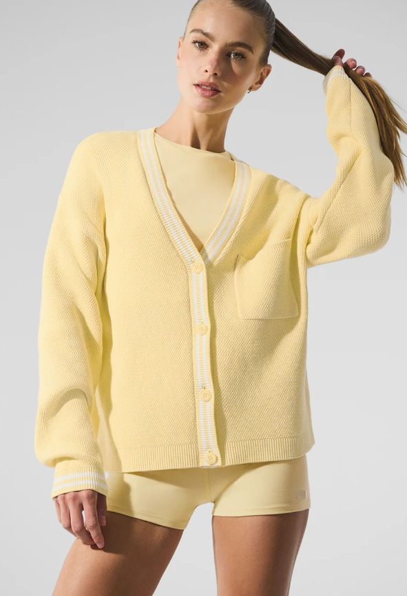 Atmungsaktives Strick-Baseballkleid für Damen im Freien mit Strickjacke – weiches Stretch-Polyester-Mischgewebe, locker sitzende Freizeitsportbekleidung zum Laufen, Yoga und für den Alltag_voghion.com