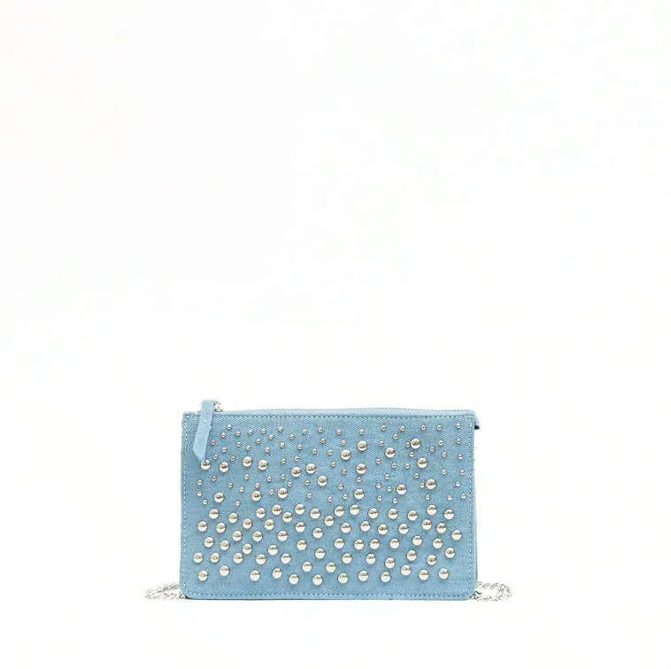Trendy Polka Dot Studded Clutch Chain Shoulder Double Compartment Crossbody Women's Fashion Versatile Bag_voghion.com