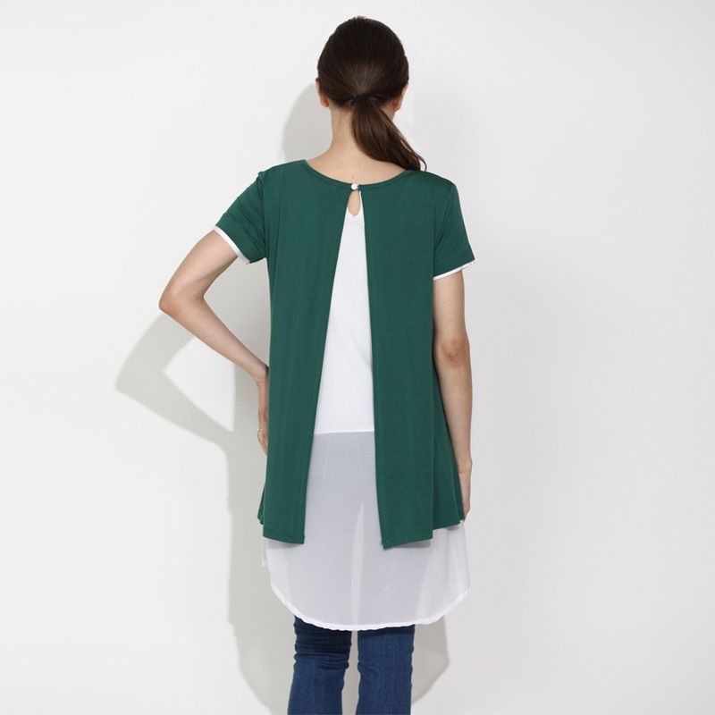 Stor gravid kvinde løstsiddende mavedækkende kortærmet t-shirt dame sommer 2024 ny todelt outfit_voghion.com