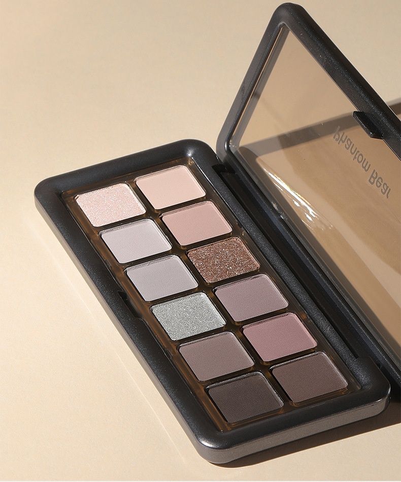 Phantom Bear Lidschattenplatte mit 12 Farben, Erdfarben, Perlglanz, matt, schwer abzunehmen, Make-up-Zementplatte, Make-up-Lidschatten_voghion.com