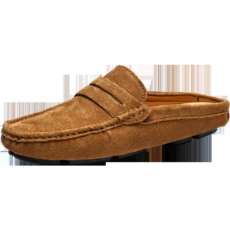 Unbeatable Quality Summer 2025 New Product Large Men's Casual Leather Half Slippers Sandals Dual Purpose Soft Sole Bean Shoes_voghion.com