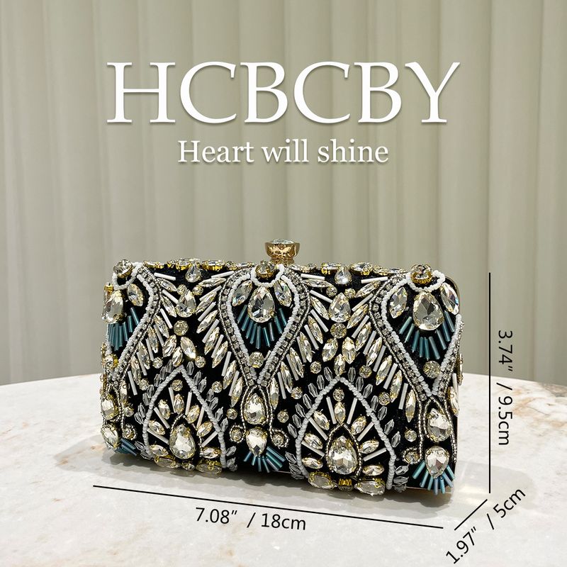 Schwarze Luxus-Clutch mit Strasssteinen, Abendtasche, Damenmode, Kontrastfarbe, Temperament, Box-Tasche, kleine Handtasche_voghion.com