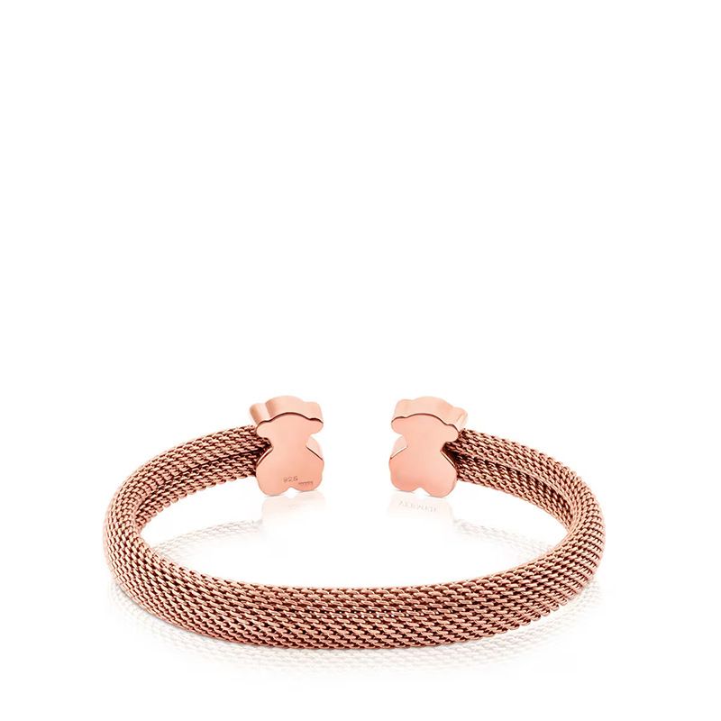 Familie Titanium Staal Geweven & Puur Zilveren Beer Open Armband Bangle Damesmode Sieraden_voghion.com