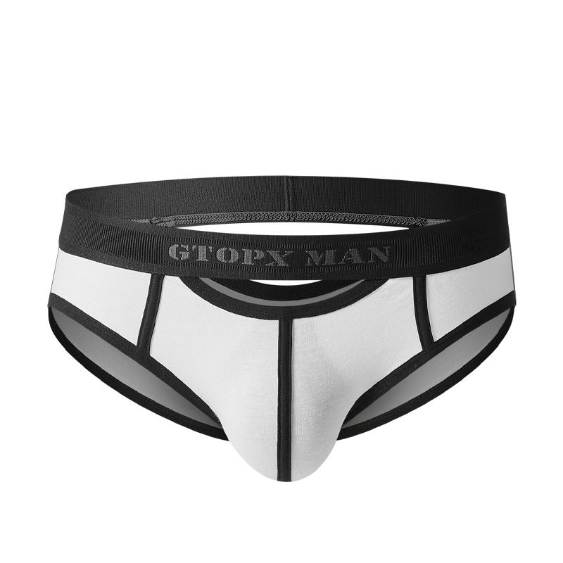 2025d GTOPX Men's Low Waist Sexy Comfortable Breathable Front And Back Cutout U-Convex Solid Color Cotton Briefs Underwear_voghion.com