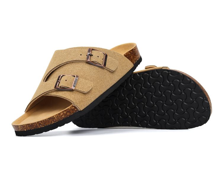SHLIANG New Summer Men's Soft Wooden Slippers Couple Sandals Beach Shoes Outer Wear Leather Cross-Border Water Sandals Y0574_voghion.com