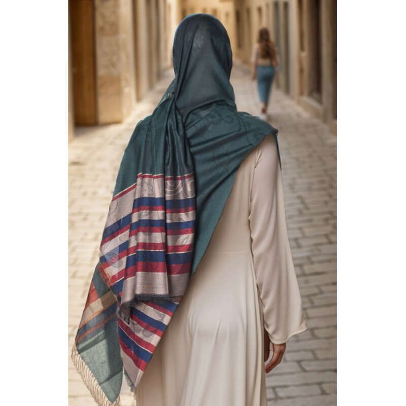 Striped Gauze Ethnic, Hijab, Multifunctional Sunscreen, Silk Scarf, Generous Towel, Women's_voghion.com
