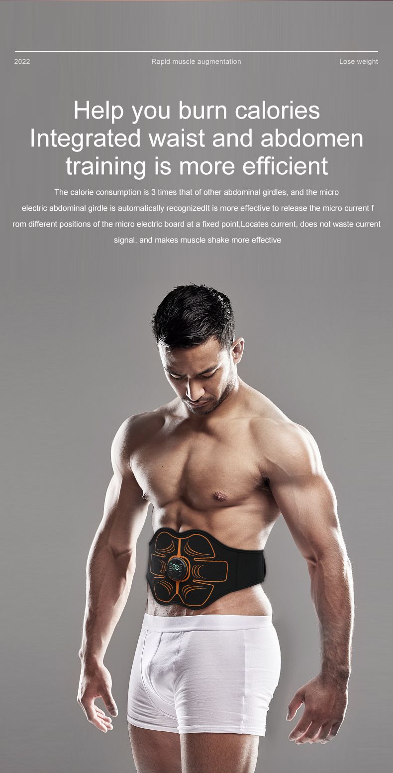 EMS náplast na břišní svaly s osmi fitness pásy, sportovní vybavení, masážní přístroj na ochranu pasu, trénink, spalování tuků_voghion.com