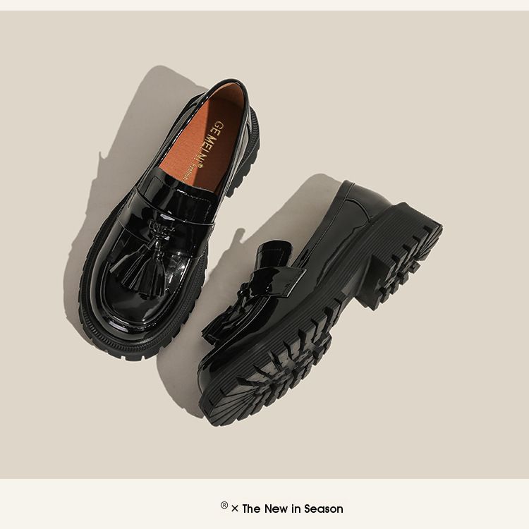 Britesche Stil JK déif geschnidden eenzel kleng Liederschong, Damme Fréijoer 2024 nei villfälteg Quasten-Loafers mat décker Sohle_voghion.com
