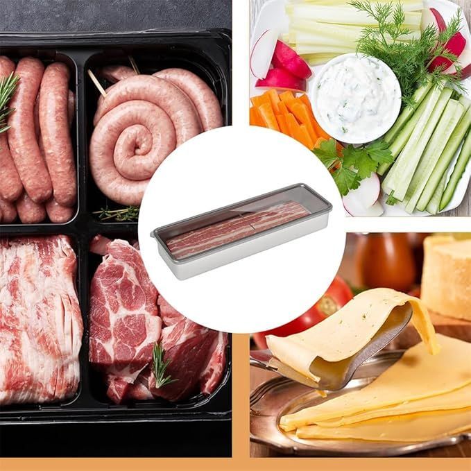 Bacon Container Stainless Steel Airtight Cheese Container Bacon Containers For Refrigerator Food Storage Containers With Lids Deli Meat Saver Bacon Holder 10.5 Inches Long_voghion.com