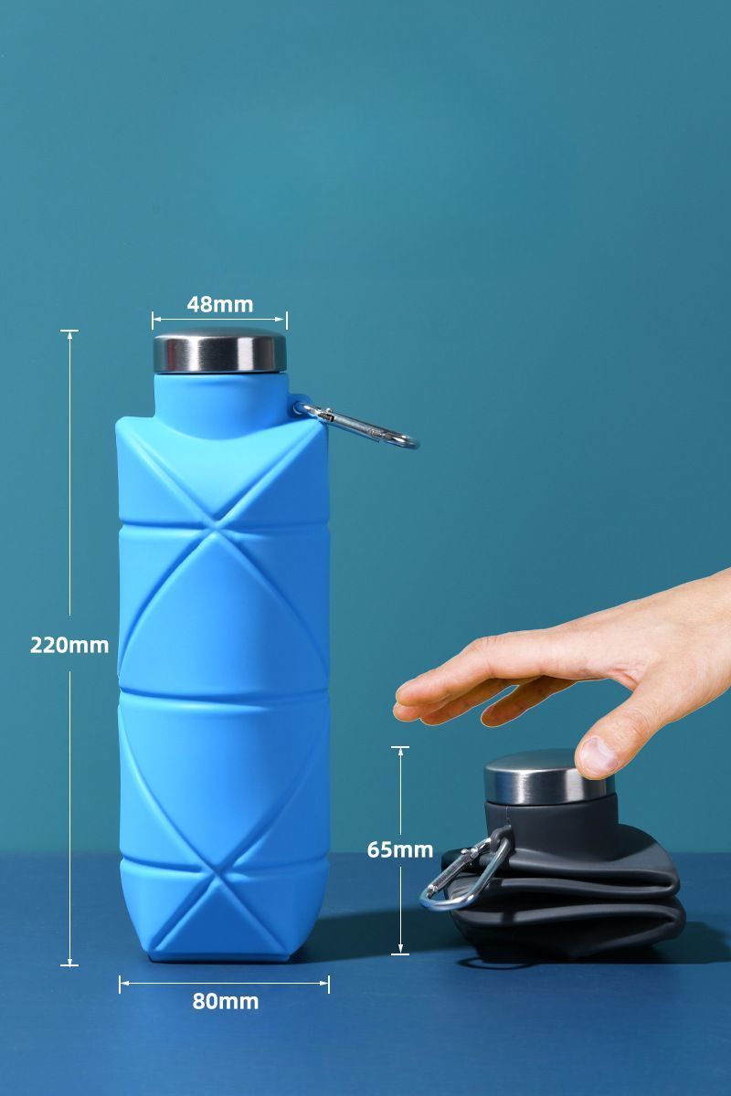 Silicone Foldable Water Storage Cup Food Grade Sports Outdoor Retractable With Lid Anti-scalding Travel Cycling_voghion.com