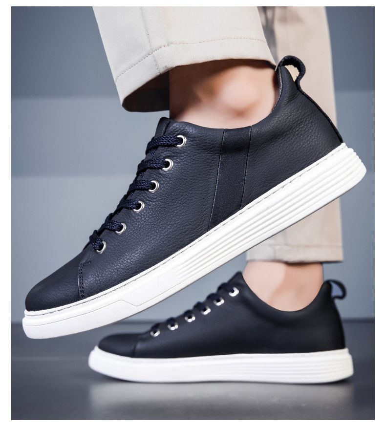 Große Herren-Schuhe aus hochwertigem Rindsleder, weiße Überschuhe, Freizeit-Sportschuhe_voghion.com