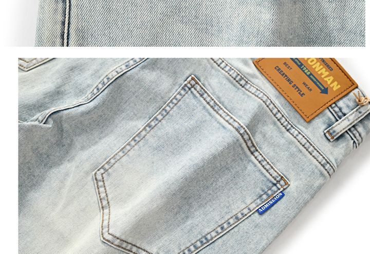 Men’s Light Blue Denim Shorts – Stretch Comfort, Casual Luxury, Summer Essential (28-38)_voghion.com