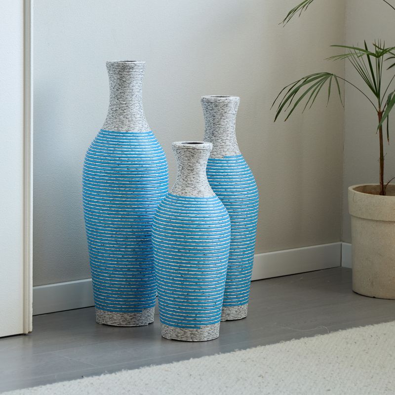 Desktop Vase, Brown Decorative Floor Vase, Classic And Neat Floor Vase, High Independent Flower Stand, Artificial Vine Vase, PVC Floor Vase, Home Decoration Flower Stand Set Of 3 Pieces_voghion.com