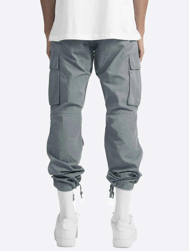 2024 Sommer Neue Herren Arbeitskleidung Kordelzug Multi Pocket Freizeithose_voghion.com