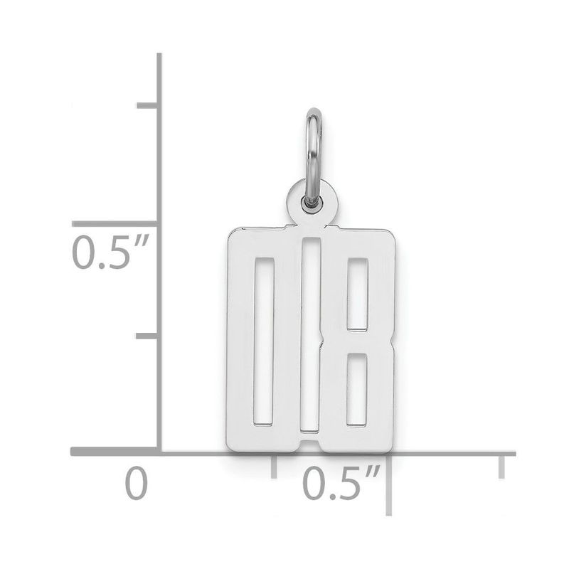 Sterling Silver Polished Small Elongated 08 Number W/ Top Charm_voghion.com