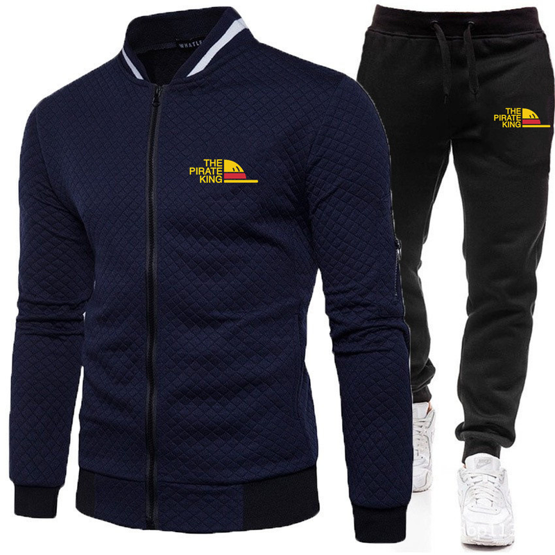 Fashion Sweater Zipper Standing Collar Sweater Jacket Men's Casual Plaid Cardigan Print Set_voghion.com