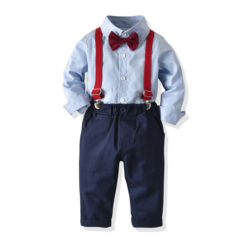 Kinderkleidung Neue ankunft kinderkleidung jungen frühling und herbst anzüge langärmelige baumwollhemden overalls gentleman kleid_voghion.com