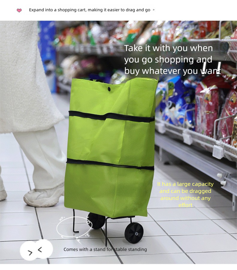 Tragbarer, faltbarer Einkaufswagen, leicht, mit Rädern, für den Heimgebrauch, Paketabholung, Handwagen, kleiner Trolley_voghion.com