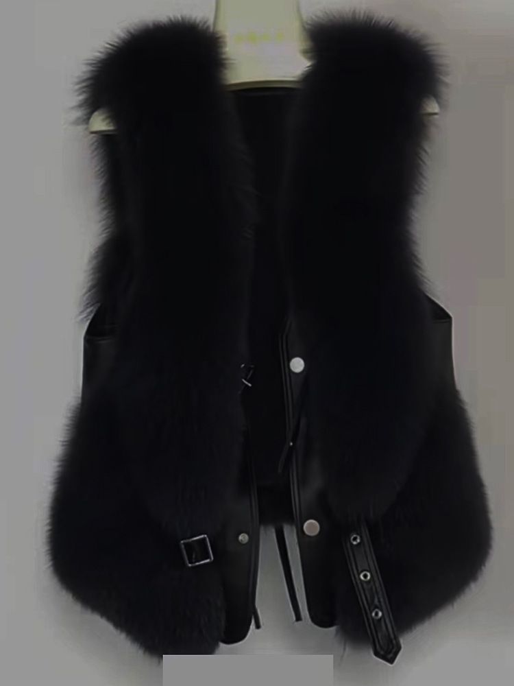Damenbekleidung Lederweste Damen Kurze Heißer Verkauf Nachahmung Baumwolle High-End-Patchwork Weste Jacke Damen Fuchspelz Neuer Stil_voghion.com