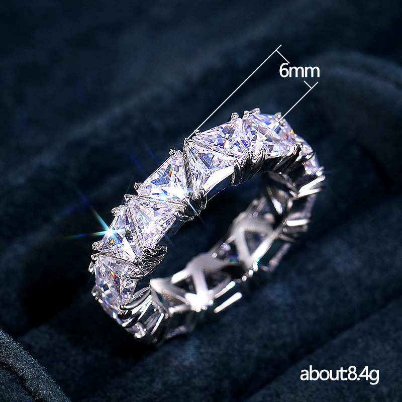 Hot-selling Jewelry, Full Circle Inlaid With Single-row Triangular Titanium Zircon Ring, Women's Gift Ring._voghion.com