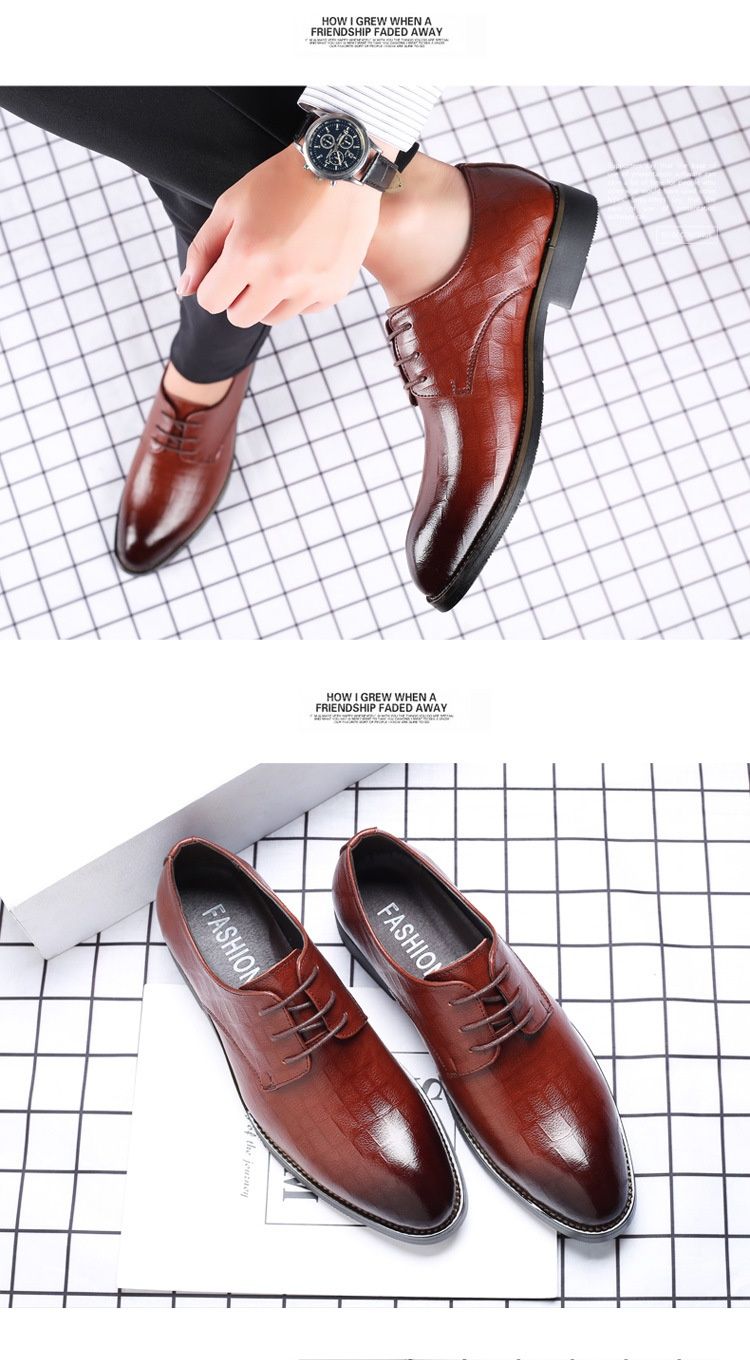 Glide Herren Business-Casual-Schnürschuhe aus echtem Leder mit spitzer Zehenpartie, ideal für Büro, Trauzeugen, Hochzeiten und mehr. Bequem und komfortabel._voghion.com