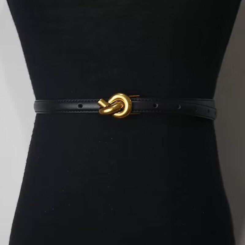 Curea din piele naturală pentru femei, cu cataramă cu nod, curea pentru rochie de blugi_voghion.com