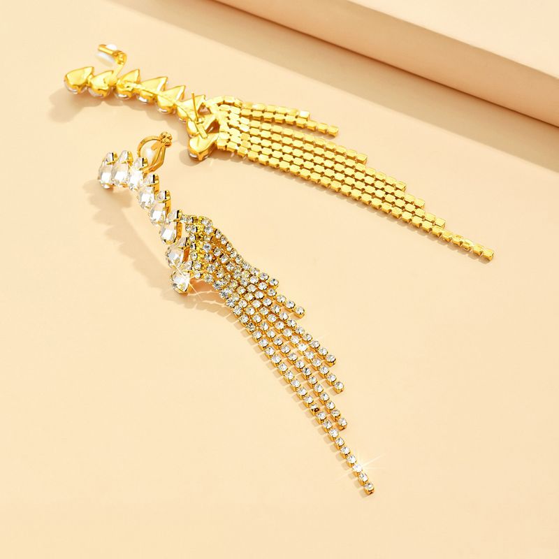 Unisex Earrings Personalized Tassel Earrings Fashionable Temperament Super Flash Diamond Claw Chain Earrings_voghion.com