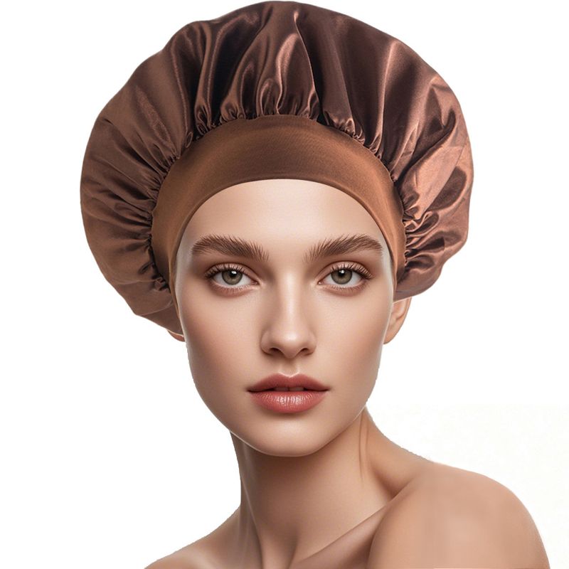 Cross-Border New Women's Wide-Brim High Elasticity European And American Beauty Salon Shower Cap Polyester Hair_voghion.com