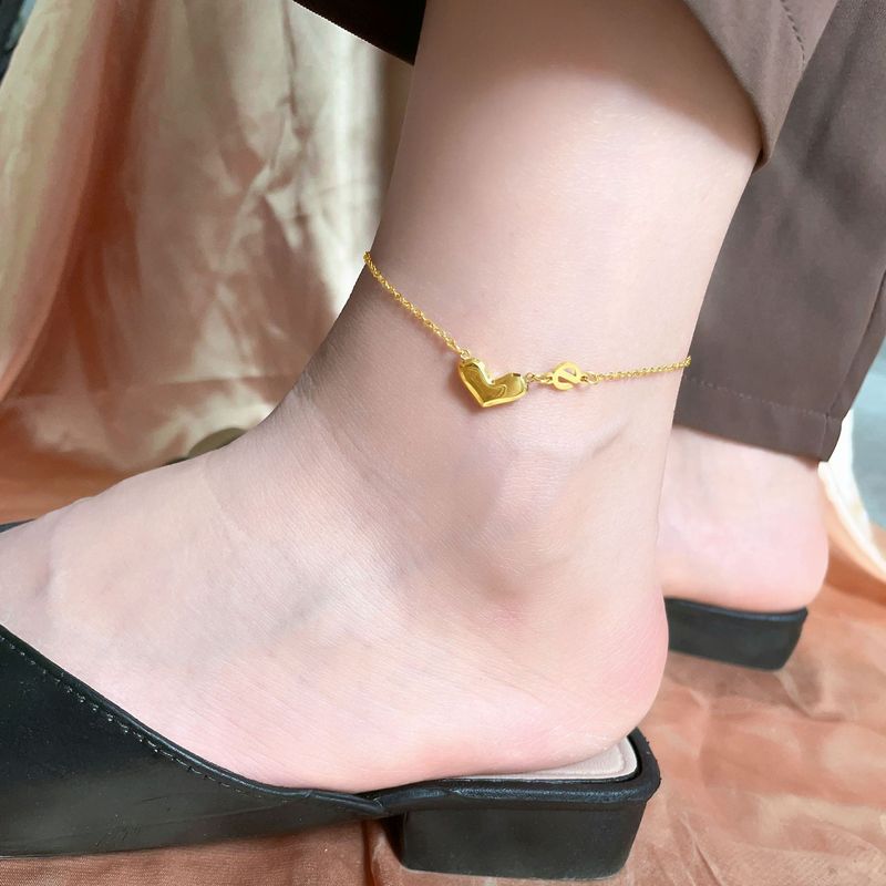 New light luxury design love you e raw anklet heart-shaped titanium steel foot decoration_voghion.com