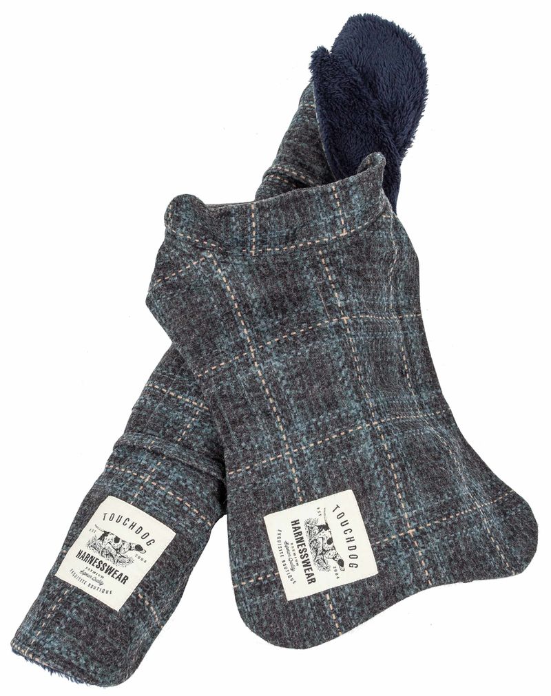 Touchdog 2-In-1 Windowpane Plaided Dog Jacket With Matching Reversible Dog Mat_voghion.com