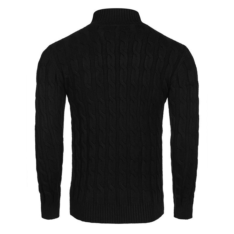 Maglione spesso autunnale e invernale a maniche lunghe lavorato a maglia da uomo con collo alto e fondo camicia T-shirt con cappuccio giacca in filo_voghion.com