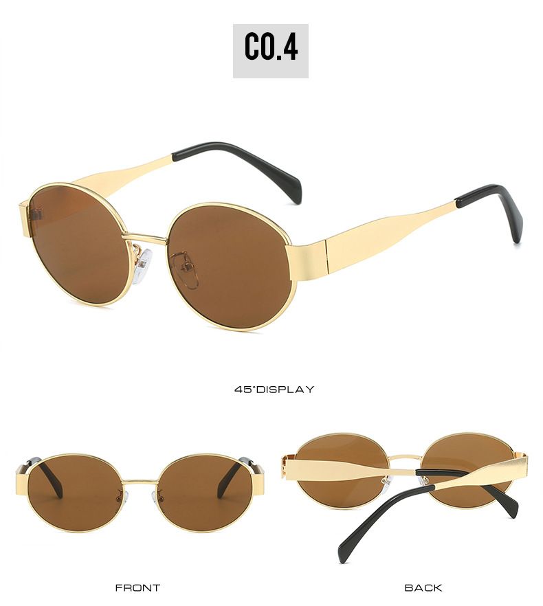 New Custom Designer round Metal Frame Sunglasses Trending Lentes de Sol for Women and Men_voghion.com